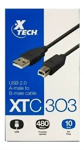 Cable USB 2.0 a Tipo B 3mts Xtech XTC303